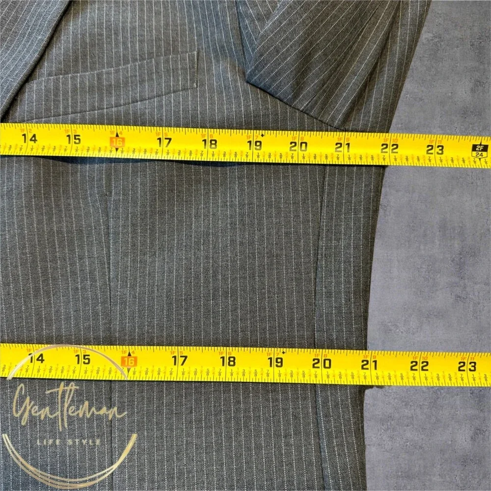 MERONA Mens Blazer Sport Coat Two Button Jacket 42R Gray Striped Suit Jacket